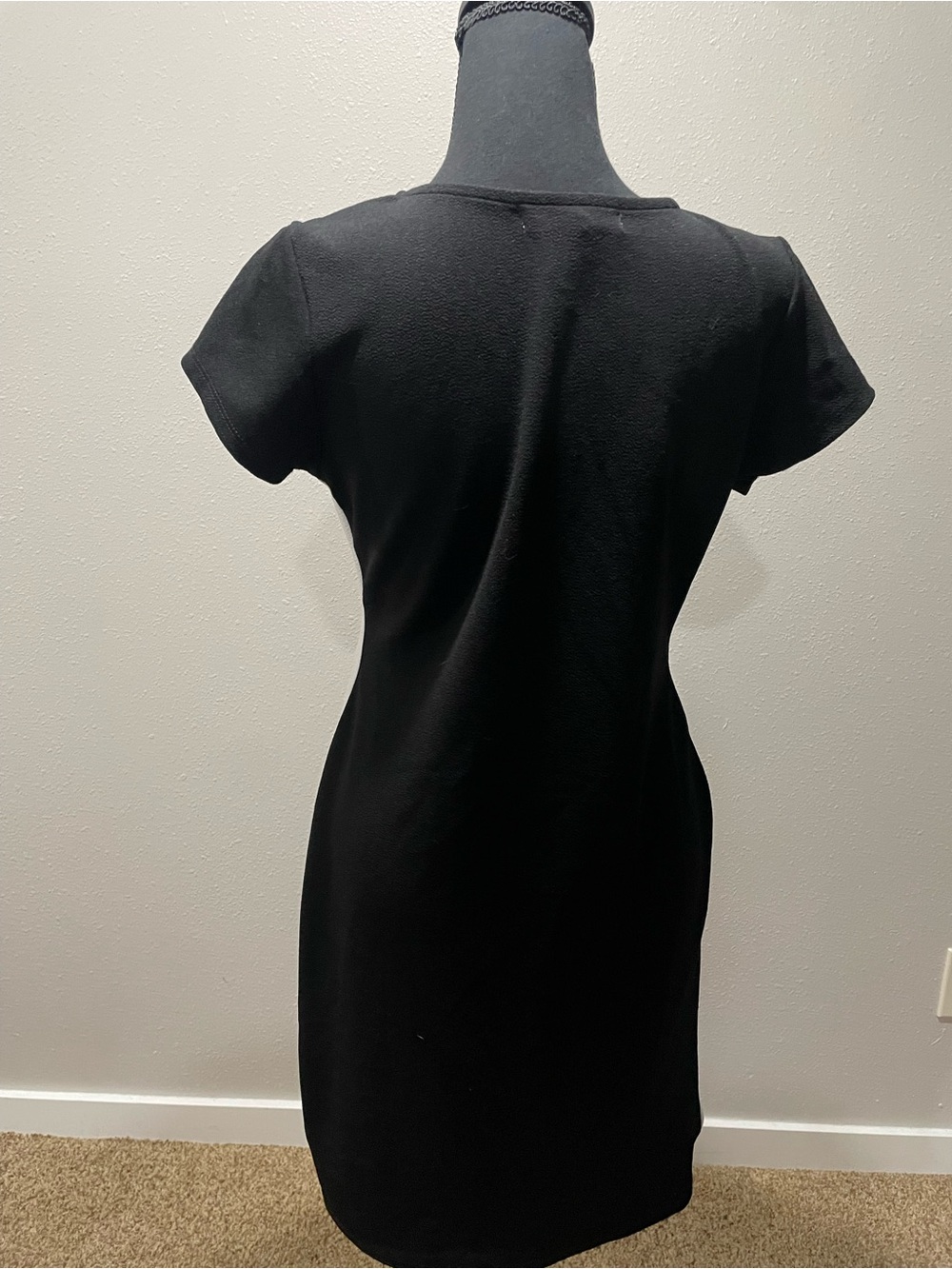 Almost Famous Black Mini Wrap Dress with White Trim - Picture 4 of 4